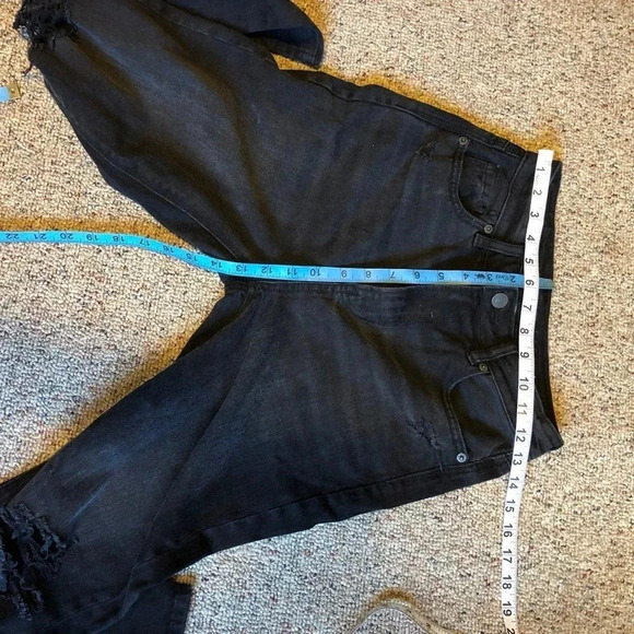 American Eagle Y2k Comfort Stretch Waistband Black Jeans Women 0 Short Pockets - Picture 3 of 8